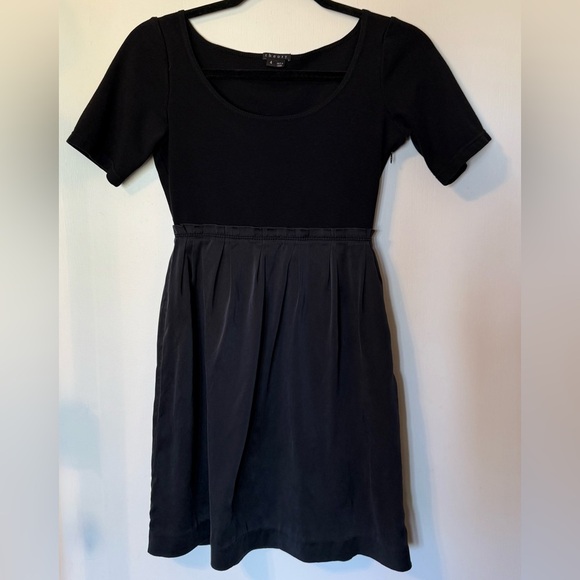 THEORY Melody Black Silk Short Sleeve Casual Dress- Size 4 - Picture 2 of 6